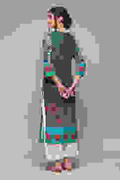 Chalky Teal LIVA Straight Printed Kurta image number 4