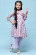 Lavender Printed Cotton Gathered Kurta & Solid Palazzo  image number 6