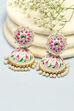 White & Pink Brass Earrings image number 0