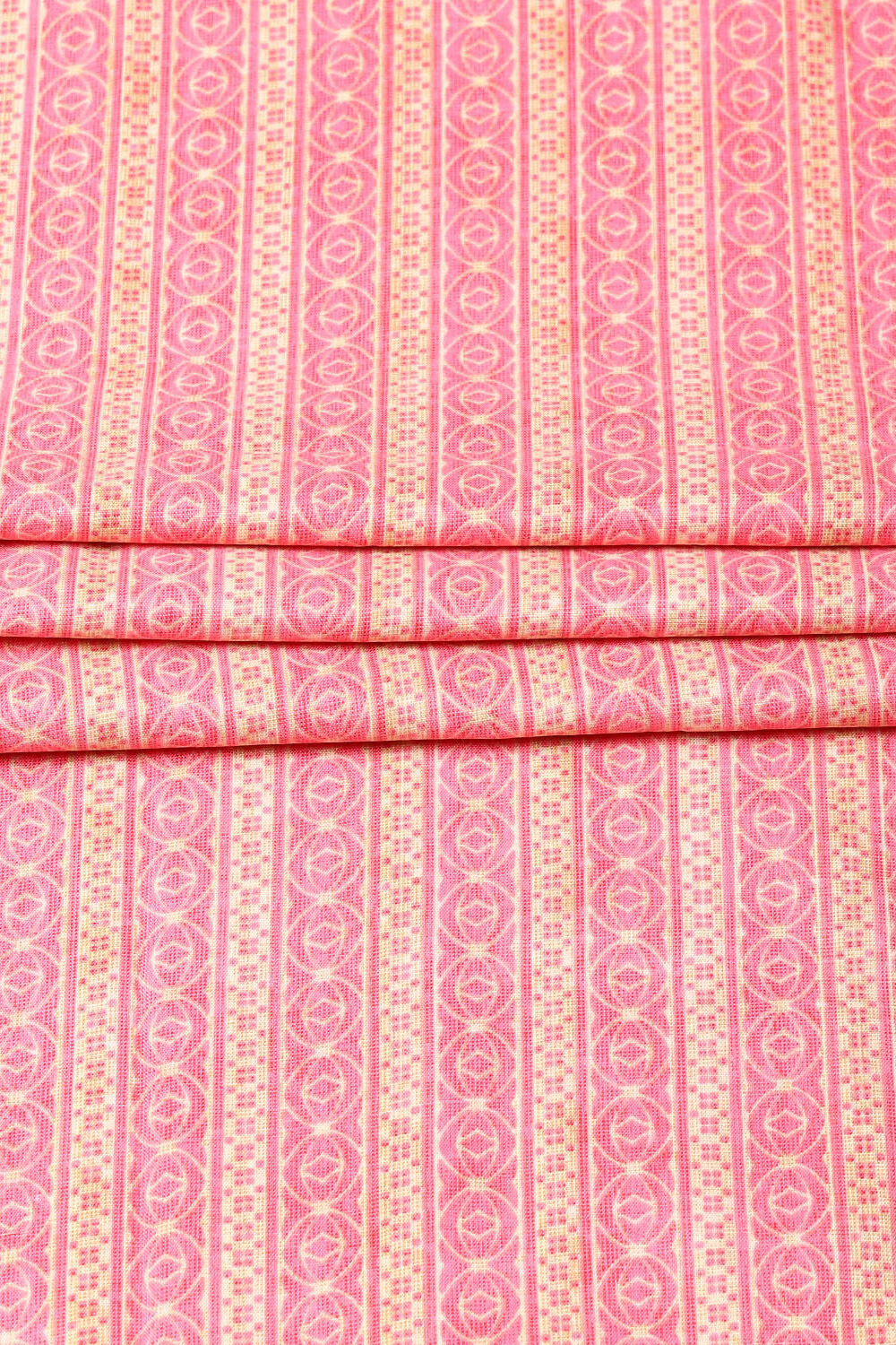 Pink Cotton Printed Unstitched Suit Set image number 4