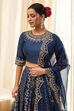 Blue Embroidered Festive Lehenga Set image number 7