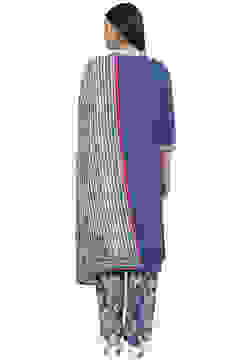 Blue Cotton A-Line Kurta Palazzo Suit Set image number 4