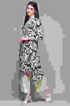 Charcoal Rayon Straight Kurta Set image number 2