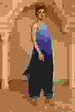 Blue Ombre Pure Chinnon Printed One Shoulder Kurta Set image number 5