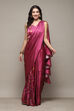Plum Pre-Draped Saree & A Stitched Blouse With Floral Prints