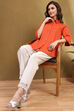 Dusk Blue Cotton Blend Solid Straight Shirt Style Kurti image number 0