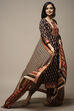 Black Cotton Hand Block Print Unstitched Suit Set image number 1