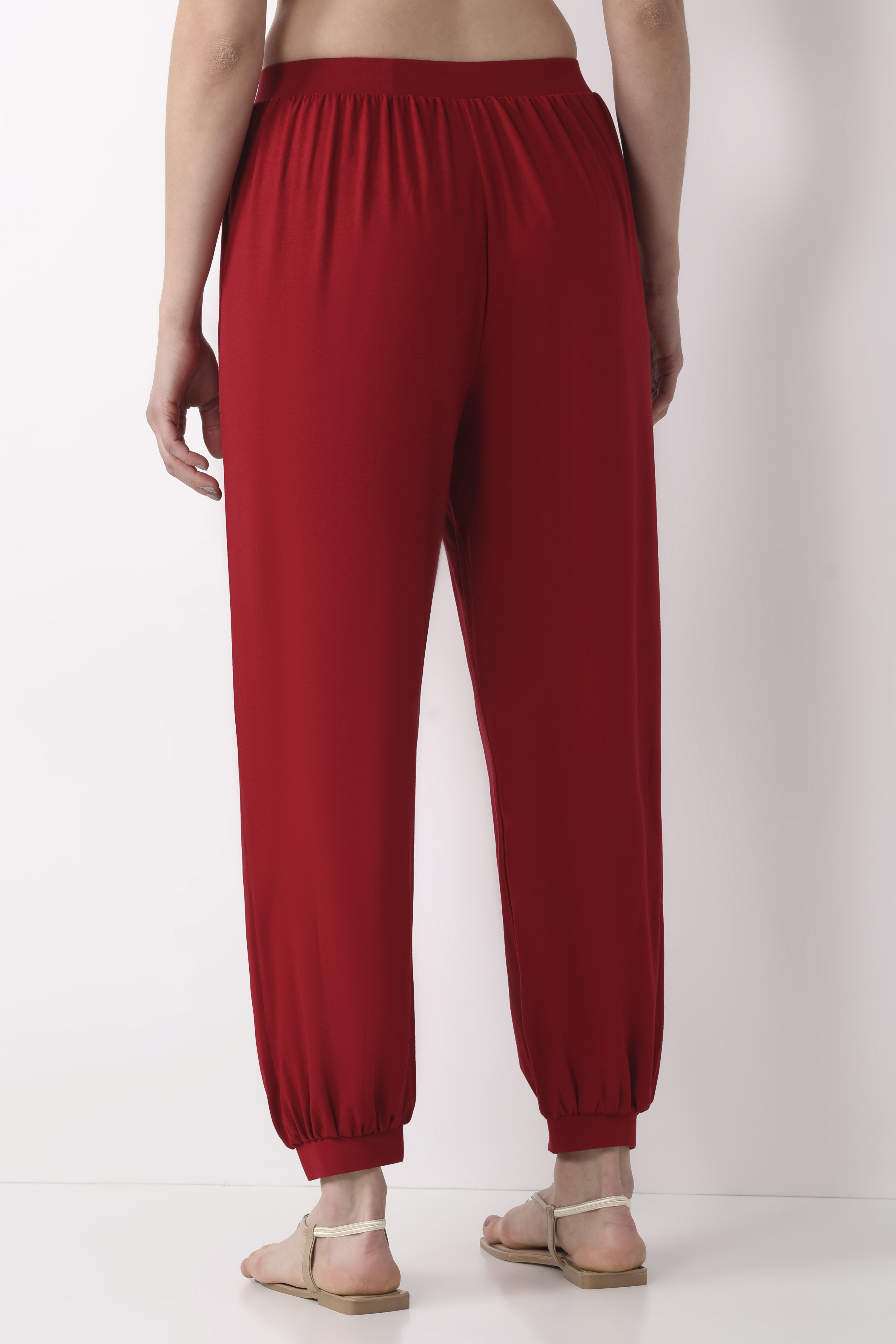 Beige Viscose Lycra Harem Pants image number 5