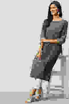 Blue Rayon Straight Printed Kurta image number 4