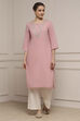 Onion Pink Cotton Solid Straight Kurta