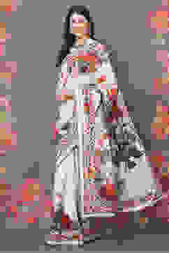 Rohit Bal Off White Cotton Silk Printed Saree image number 3