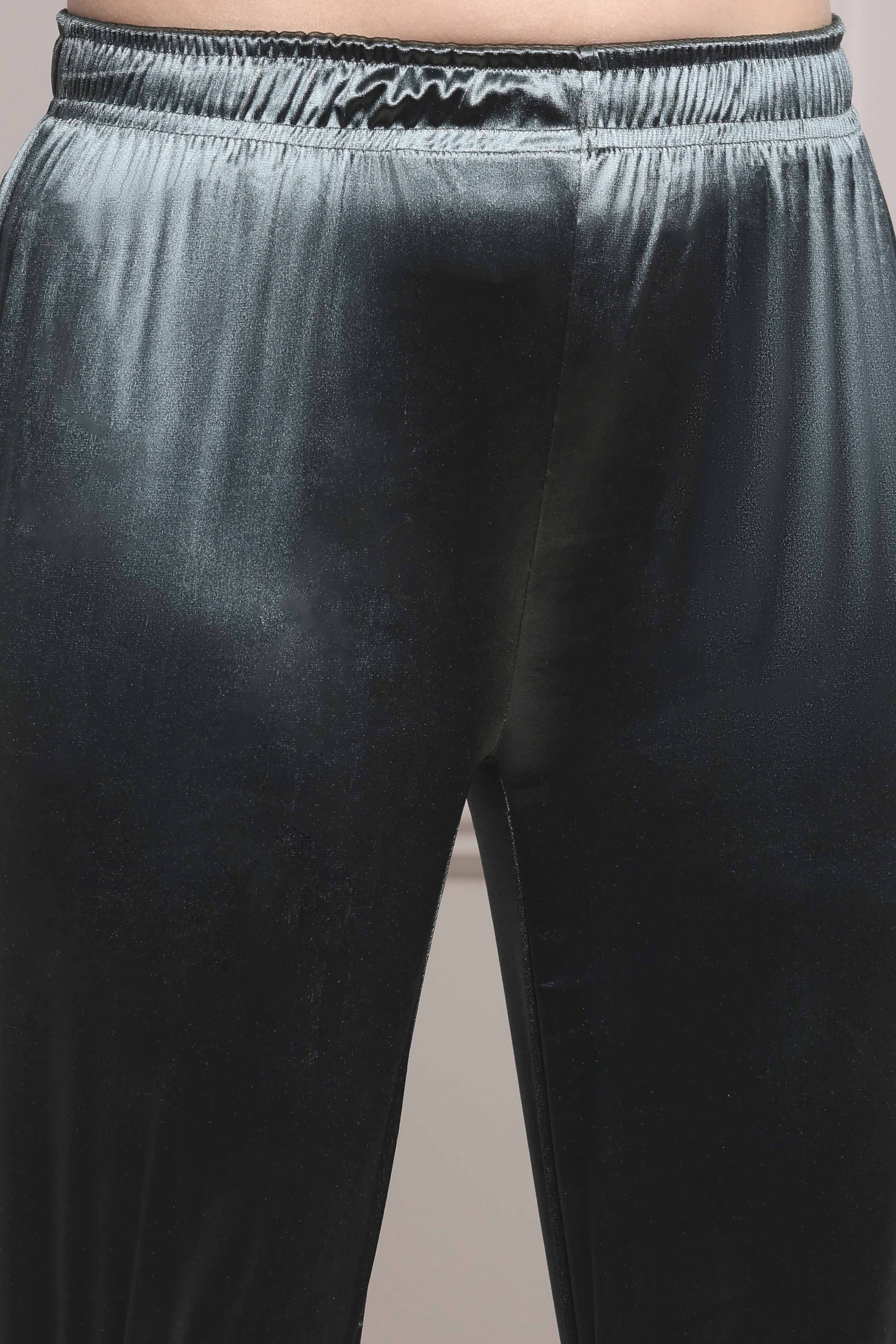 Green Blended Straight Printed Kurta Pants Set image number 2