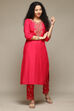 Fuchsia Embroidered Straight Kurta Set