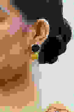 Yellow Black Brass Earrings image number 1