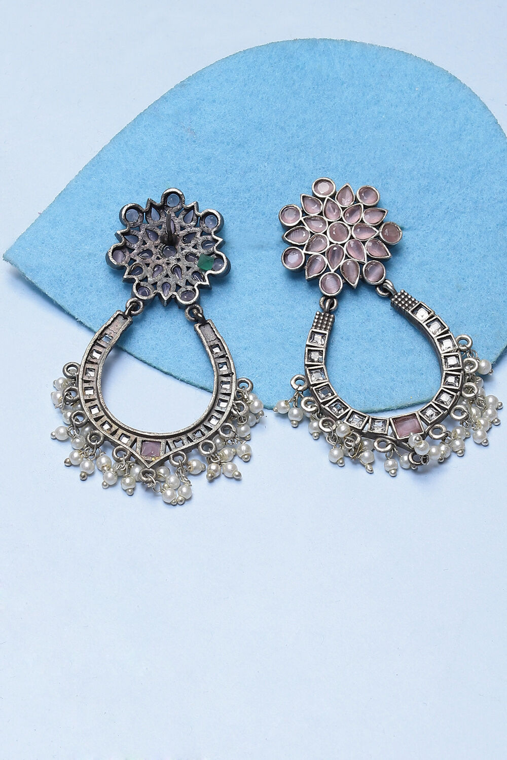 Light Purple Oxidised Drop Earrings image number 3