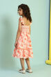 White and Orange Cotton Schiffli Tiered Dress image number 3