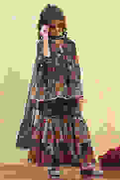 Black Polyester Printed Peplum Sharara Suit Set image number 0