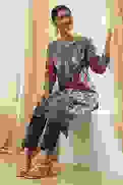 Red and Blue Printed Straight Kurta image number 0