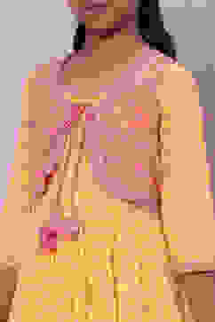 Yellow Cotton Anarkali Suit image number 2