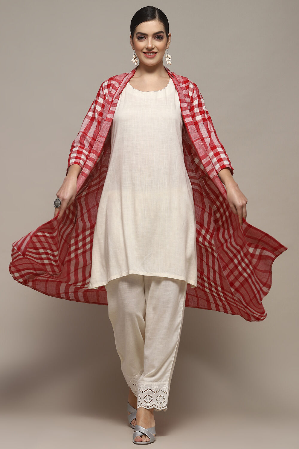 Pink Cotton Straight Kurta Set image number 0