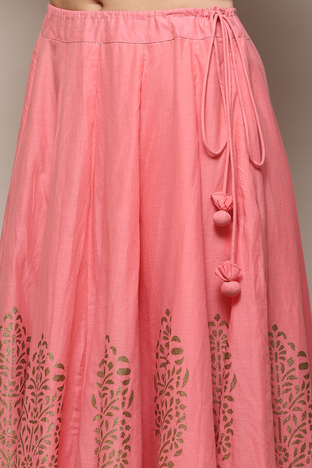 Blush Pink Cotton Anarkali Kurta Lehenga Suit Set image number 2