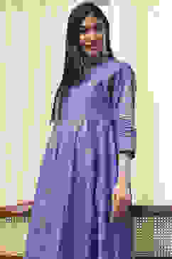 Lavender Cotton Layered Anarkali Dress image number 5