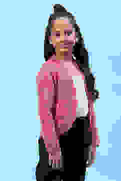 Pink Acrylic Blend Front Open Shrug image number 2