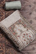 Grey Chanderi Hand Embroidered Unstitched Suit Set image number 0