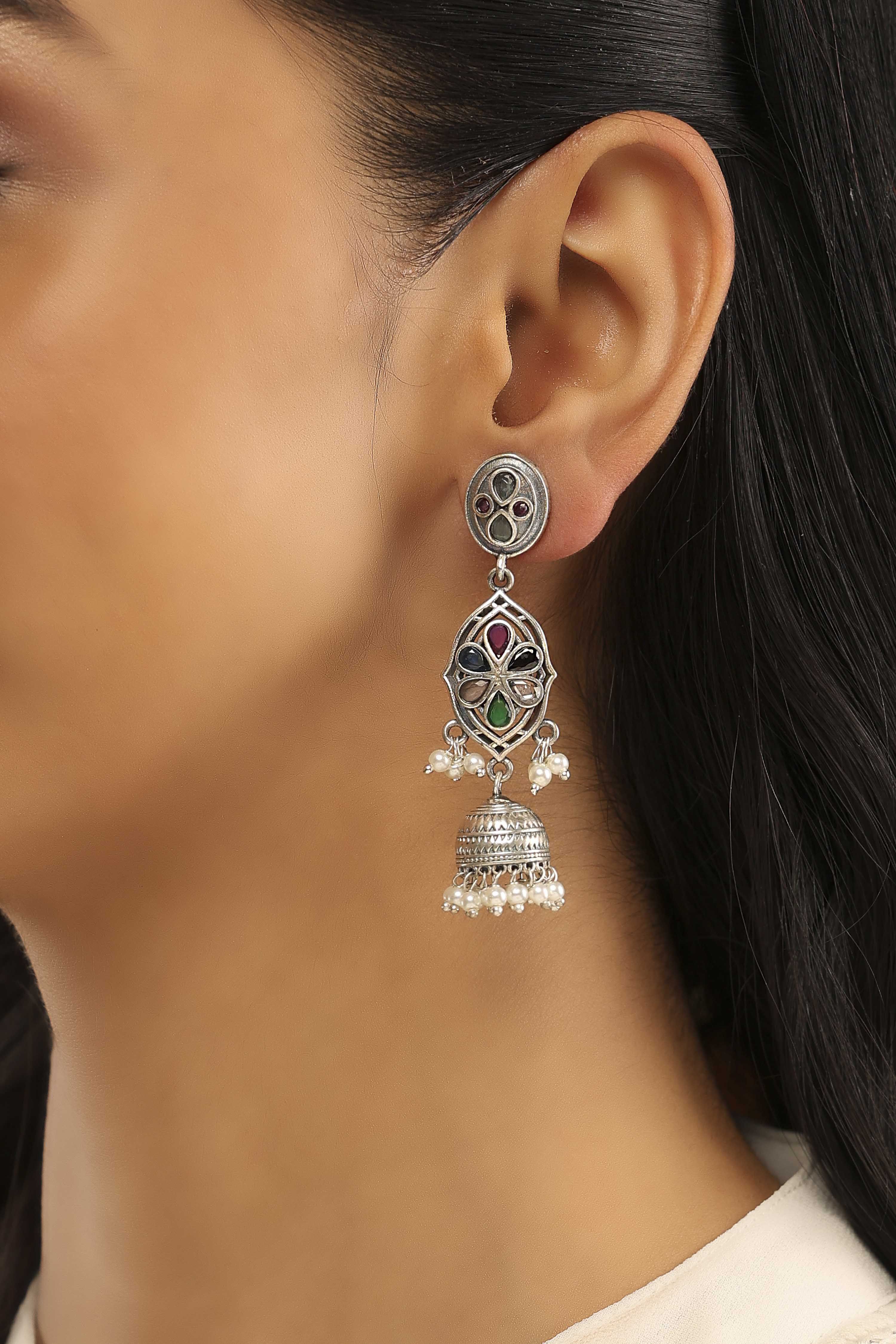 Multicolor Brass Jhumka image number 1