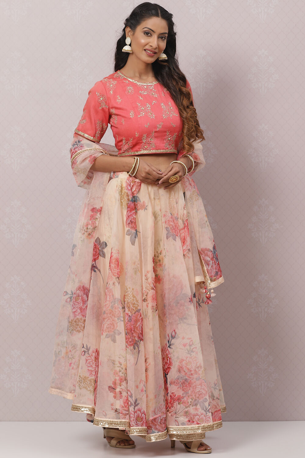 Mango Yellow Poly Cotton Lehenga Set image number 7