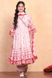Pastel Pink Printed Angrakha Gathered Suit Set