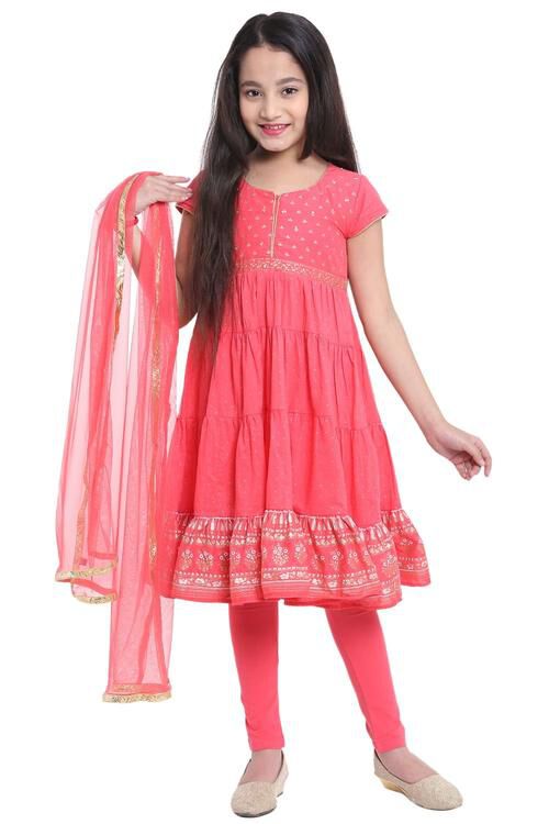 Coral Cotton Anarkali Suit image number 0