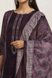 Brown Velvet Digital Print Unstitched Suit Set image number 8
