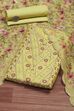 Teal Cotton Printed Embroidered Unstitched Suit Set image number 0