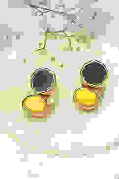 Yellow Black Brass Earrings image number 0