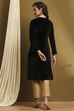 Black Velvet Embroidered Straight Kurta image number 3