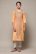 Blue Cotton Straight Printed Kurta image number 5