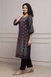 Purple Velvet Straight Winter Kurta Set image number 3