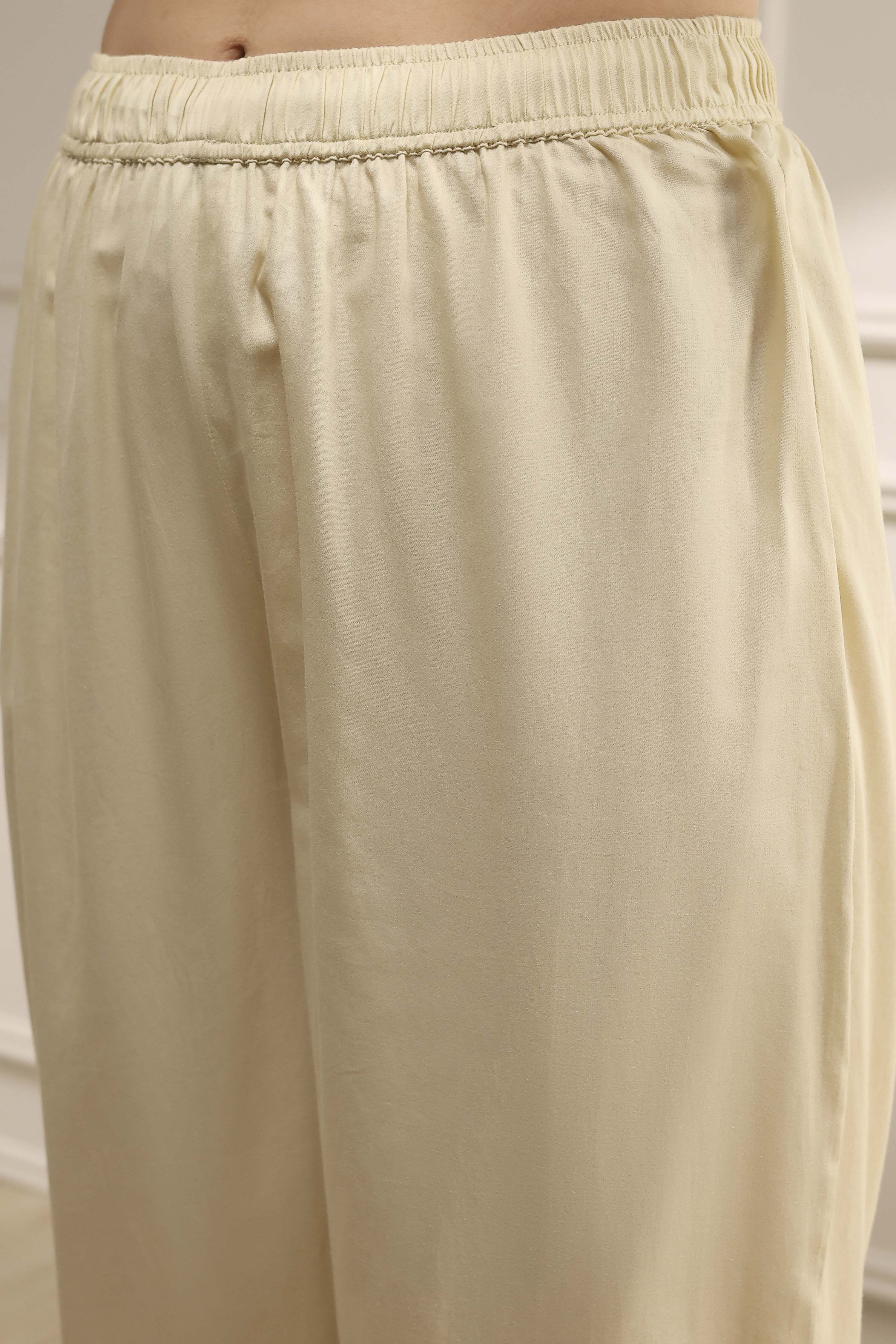 Natural White Silk Straight Yarndyed Suit Set image number 2