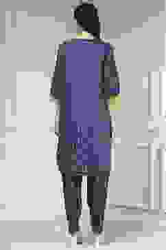 Indigo Blue Printed Straight Suit Set image number 4