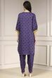 Indigo Blue Printed Straight Suit Set image number 4