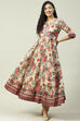 Mustard Poly Cotton Flared Fusion Printed Dress image number 5