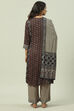 Maroon and Green Viscose Flared Kurta Palazzo Suit Set image number 4