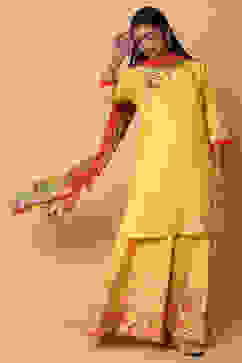 Yellow Cotton Sharara Kurta Sharara Suit Set image number 0