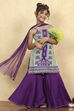 Purple Cotton Printed Straight Sharara Suit Set