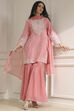 Light Pink Cotton Silk Embroidered Straight Suit Set