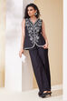 Black Viscose Linen Straight Fusion Set