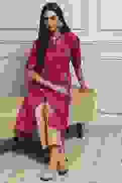 Fuchsia Rayon Asymmetric Kurta image number 5