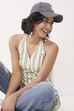 Ivory Cotton Geometric Tie-Up Halter Kurti image number 8