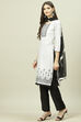 White Cotton Machine Embroidered Unstitched Suit Set image number 5